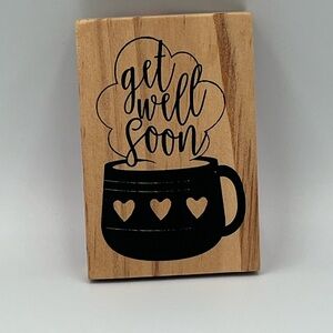 Recollections - Get Well Soon - Large - Mounted on Wood Stamp - New